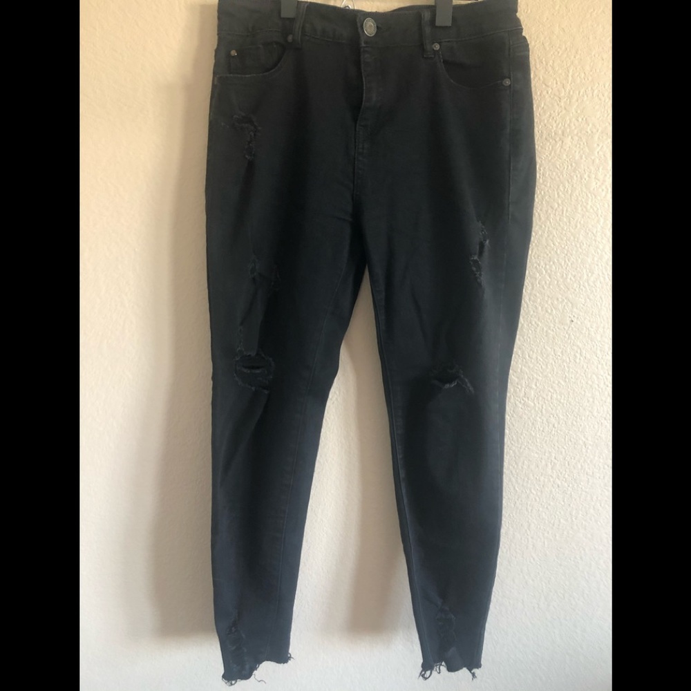 Black Denim Ripped Skinny Jeans